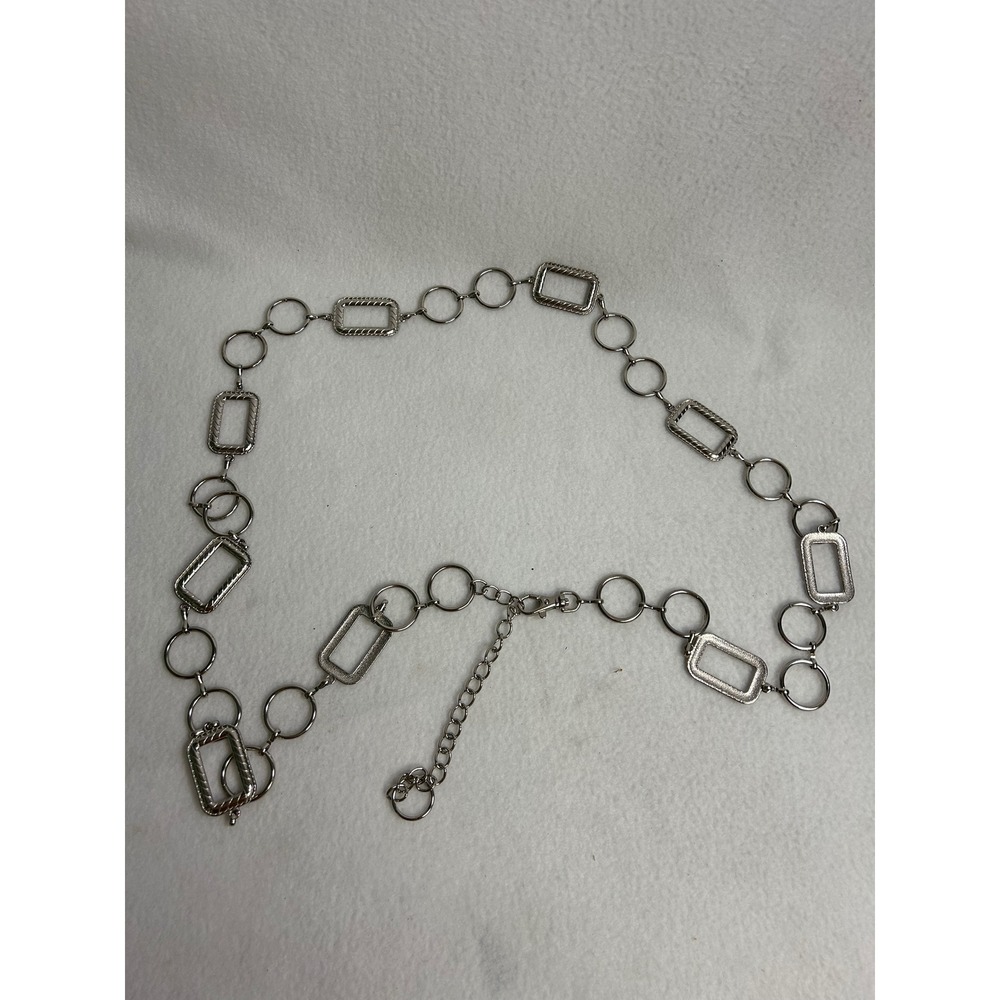 Y2K Retro Unbranded Womens 1X-2X Silver Geometric Link Chain Belt